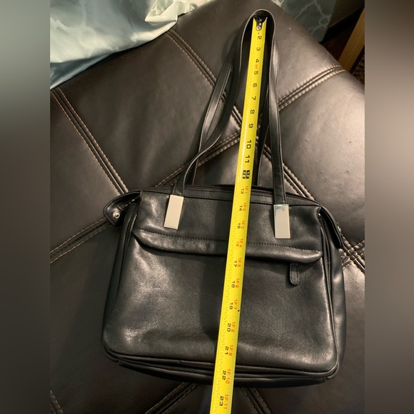 Strada Black Leather BAG Double Handle, Lots of Pockets - Picture 5 of 9